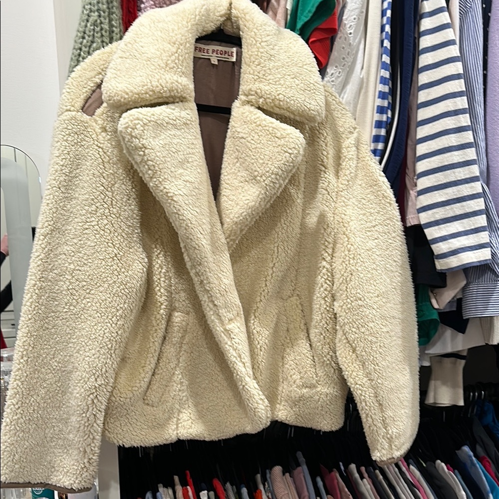 Free People Cream Sherpa Jacket